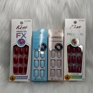 Kiss Press-On & imPRESS Nails - BNIB Lot of 4 * No Glue Needed